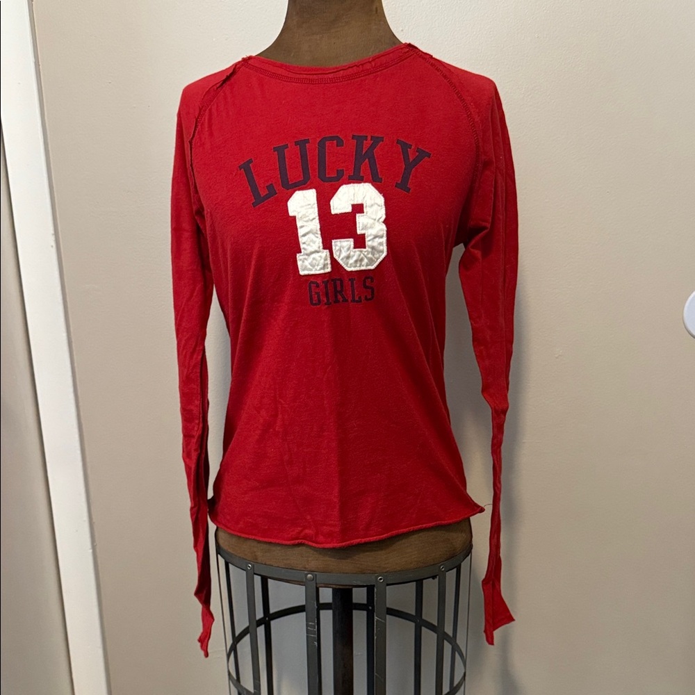 Lucky Brand Red Graphic Long Sleeve Tee